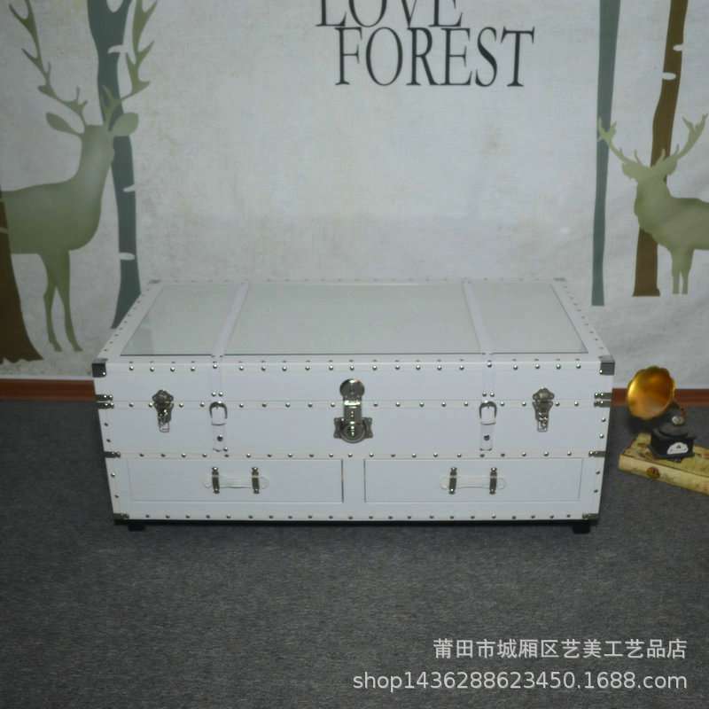 复古美式乡村家用茶几客厅咖啡馆做旧创意多功能小户型简易茶桌
