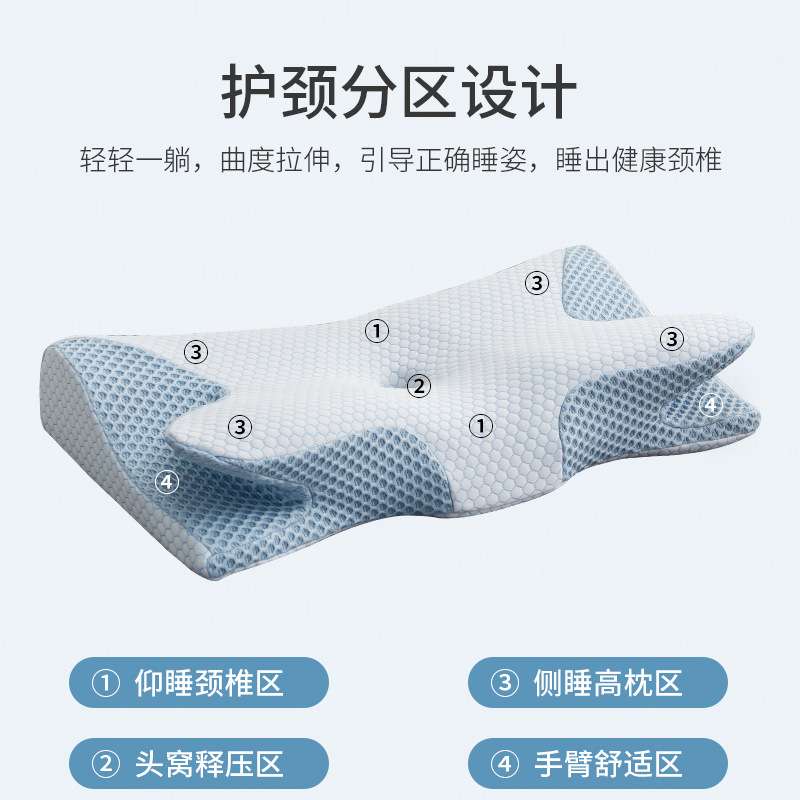 颈椎枕护颈枕成人助睡眠保健枕芯两用双向慢回弹记忆棉枕头跨境