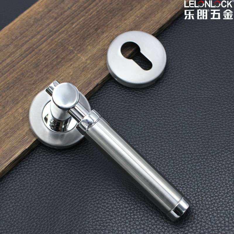 欧式仿精铸不锈钢室内门把手 304间色拉手管状把手机械门锁配件