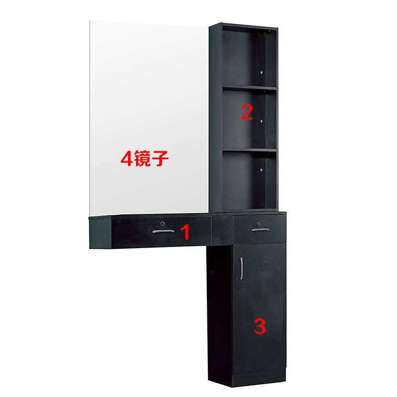 简约欧式美发镜台 单面美发镜子 发廊理发工具 储物柜台6013