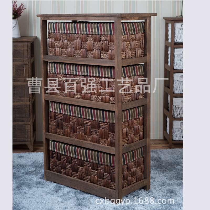 厂家供应新款田园风格床头柜 家用床边柜卧室家具四抽柜子