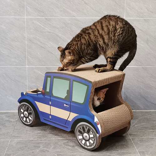 代发工厂现货icle小汽车客车猫窝猫抓板磨爪板车上有猫老爷车
