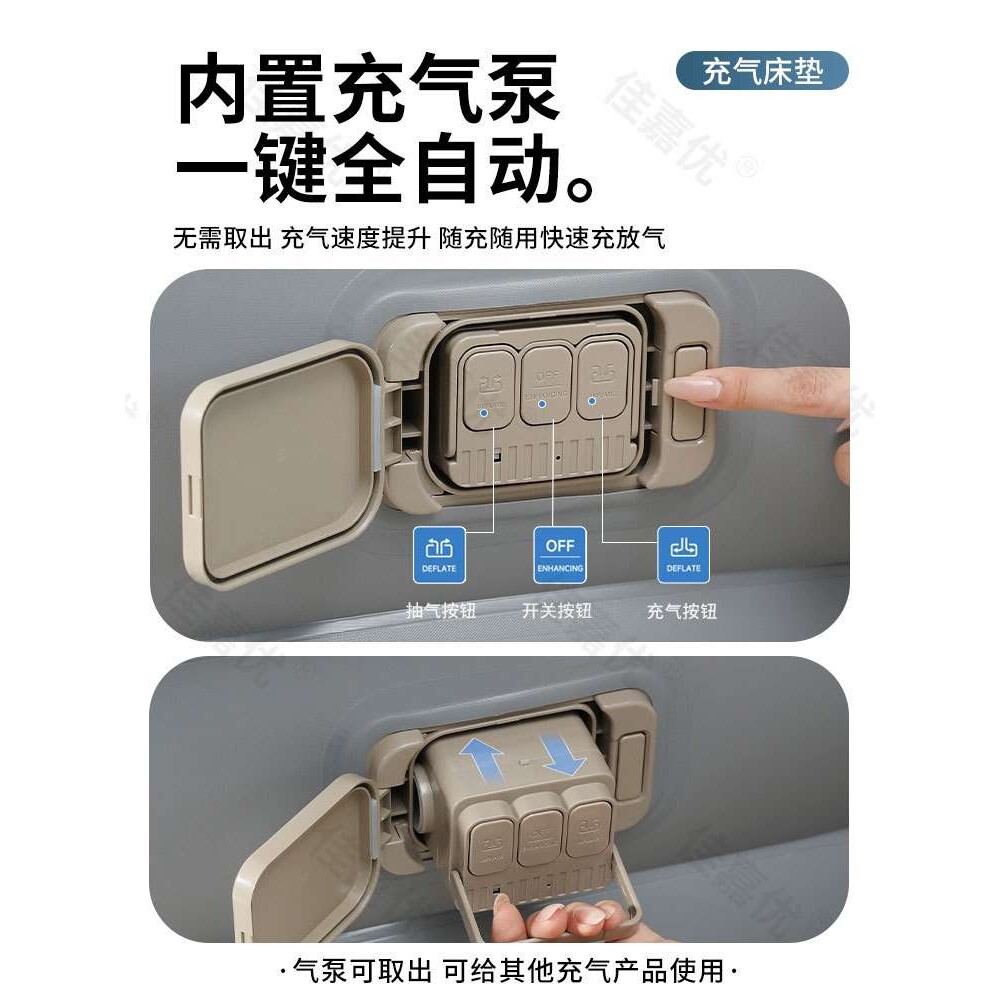 一体靠背加厚充气床垫打地铺家用双人气垫床简易1.5米充气垫 户外