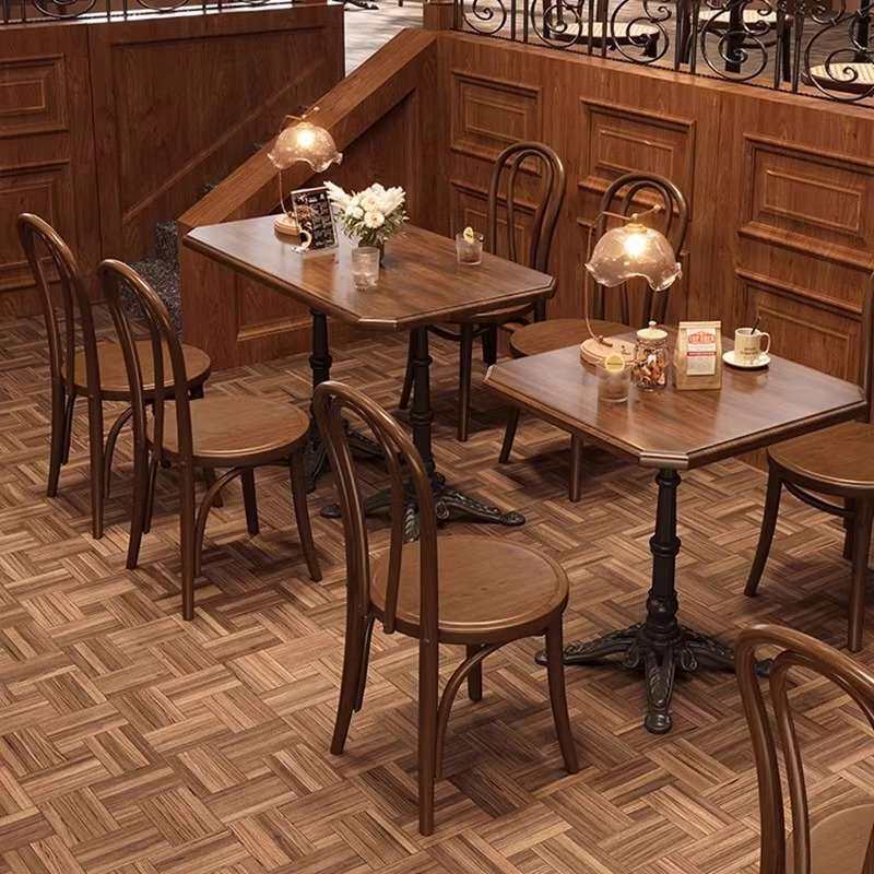 复古咖啡厅实木桌椅组合商用中古风西餐厅法式桌子奶茶烘焙店桌椅