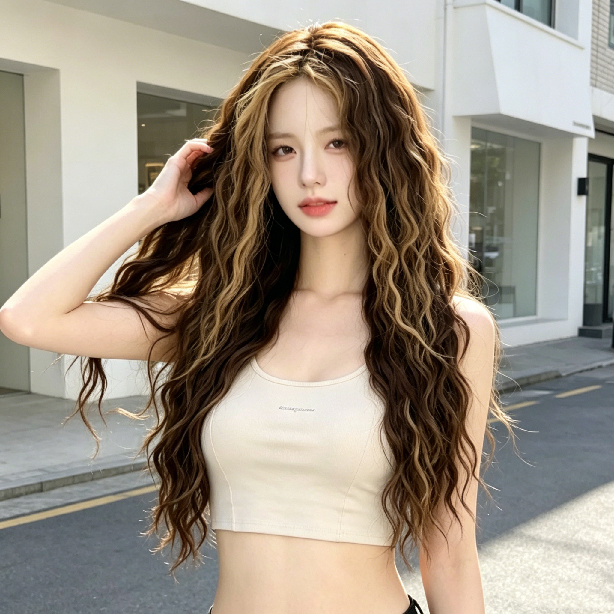 【拒绝假亮】哑光丝无反光逼真发根女款韩系辣妹羊毛卷长发假发
