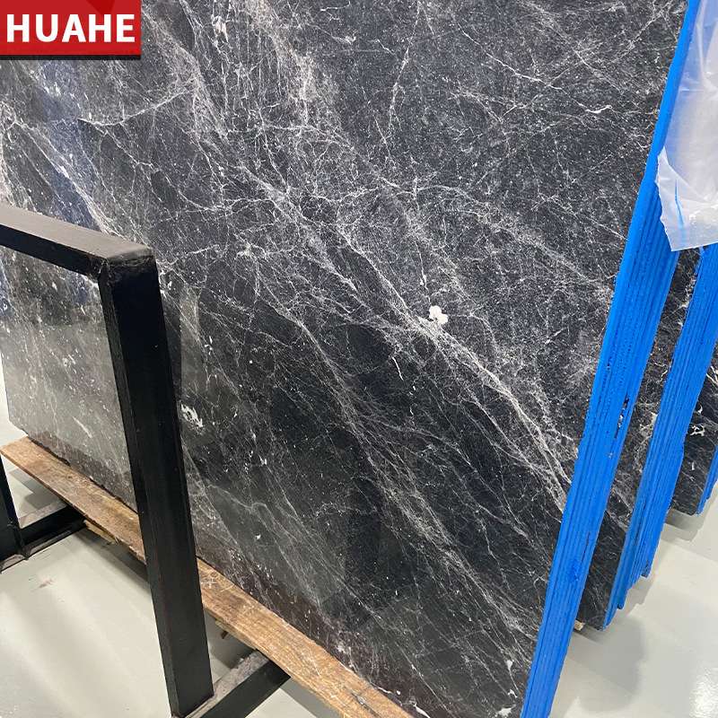 意大利灰天然大理石 黑底灰石材飘窗台奢石台桌面过门槛楼梯