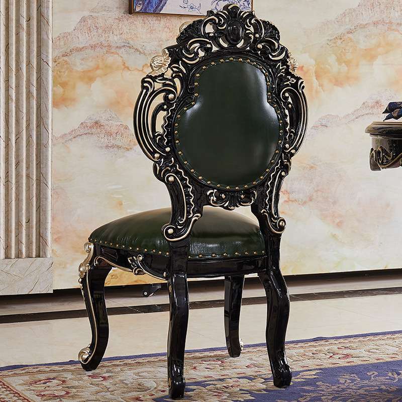 欧式实木餐椅家用全橡木雕花椅酒店椅子书桌椅美式餐椅老板办公椅
