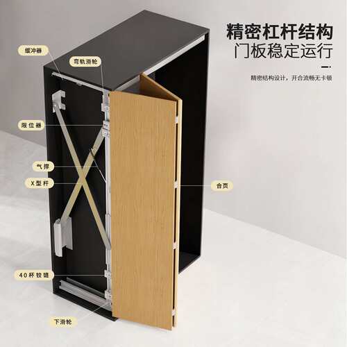 隐藏折叠蝴蝶门口袋门五金配件 侧装按弹插入伸缩柜门回旋门滑轨