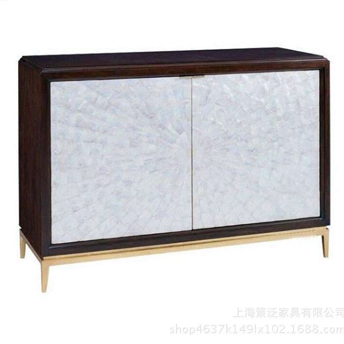 玄关柜轻奢后现代新古典美式实木玄关柜餐边柜复古贝壳储物玄关柜