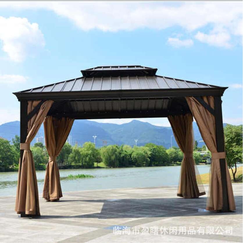 户外 卢森堡露天棚花园 别墅庭院遮阳棚镀锌豪华双顶棚四柱凉亭