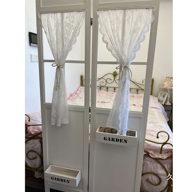 复古折叠屏风纱帘进门实木遮挡隔断花架橱窗镂空服装店直播背景