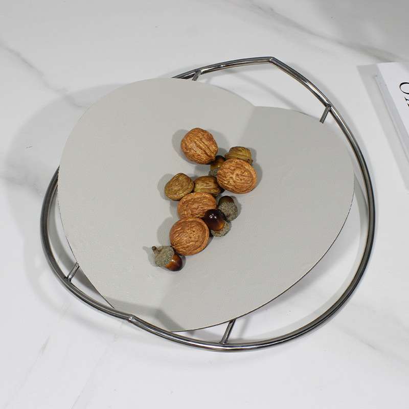 金属皮质几何托盘果盘摆件餐厅客厅茶几餐桌桌面装饰品轻奢风