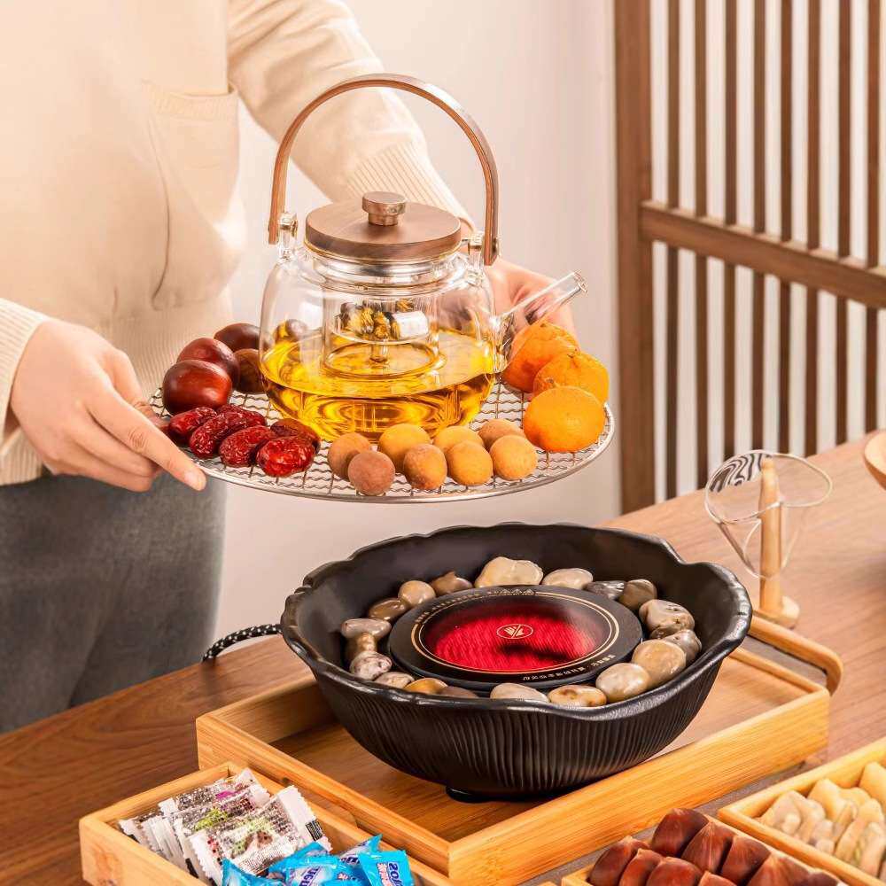 新款围炉煮茶器家用室内电陶炉烤火炉套装烤奶茶罐玻璃煮茶壶器具