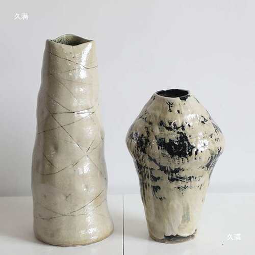New Chinese Style National Wave Ceramic Vase, Coarse Earthen