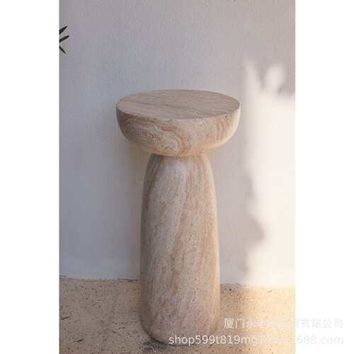 嘻物所 沙发高脚边几高款民宿客厅仿大理石茶几设计艺术角几