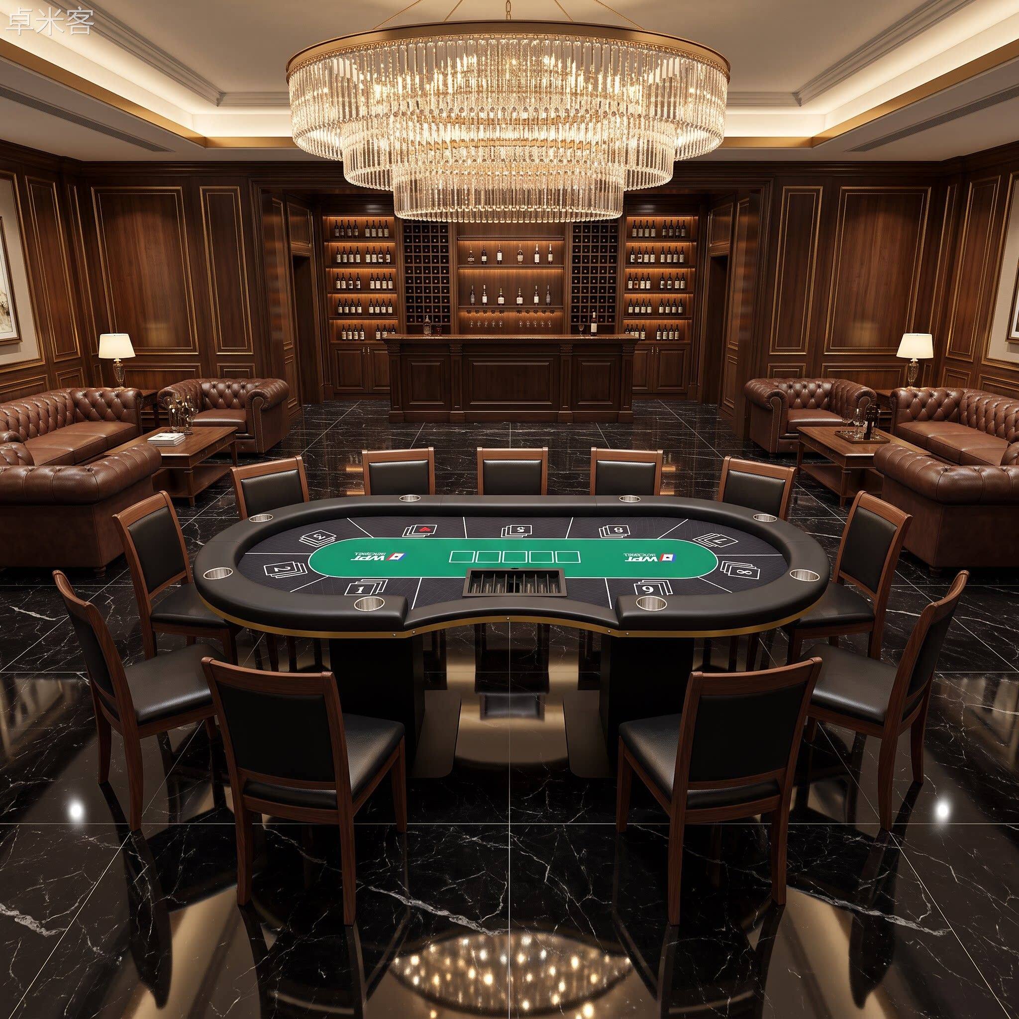 卓米客标准腿德州棋牌桌带烟灰缸筹码盘棋牌桌颜色尺寸可定制工厂