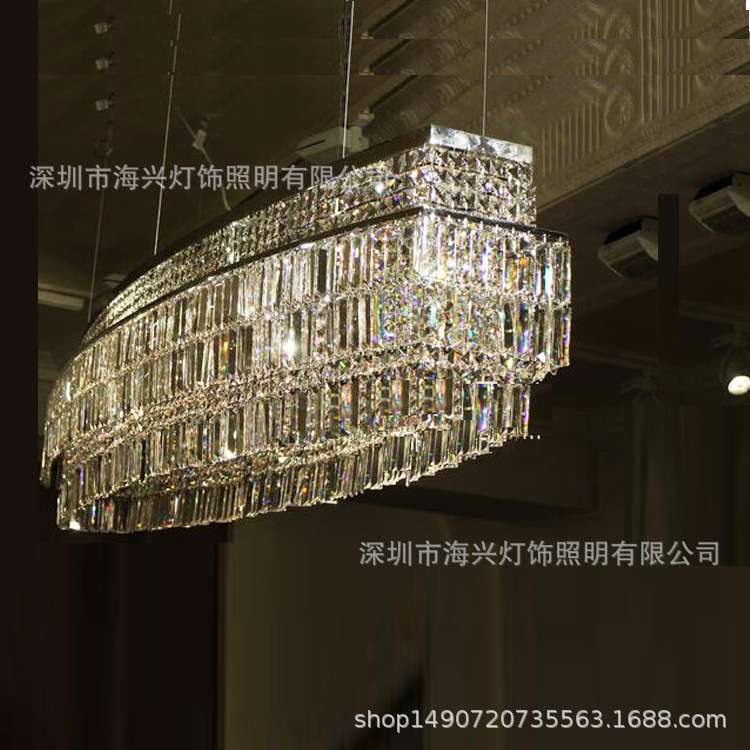 跨境高端水晶吊灯简约大气客厅灯具创意长形餐厅灯吧台灯饰轻奢