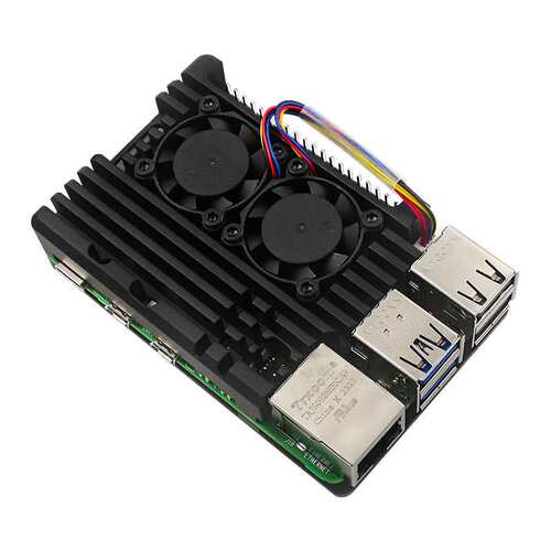 树莓派5代5B双风扇铝合金外壳Raspberry pi 5被动散热盒子金属壳