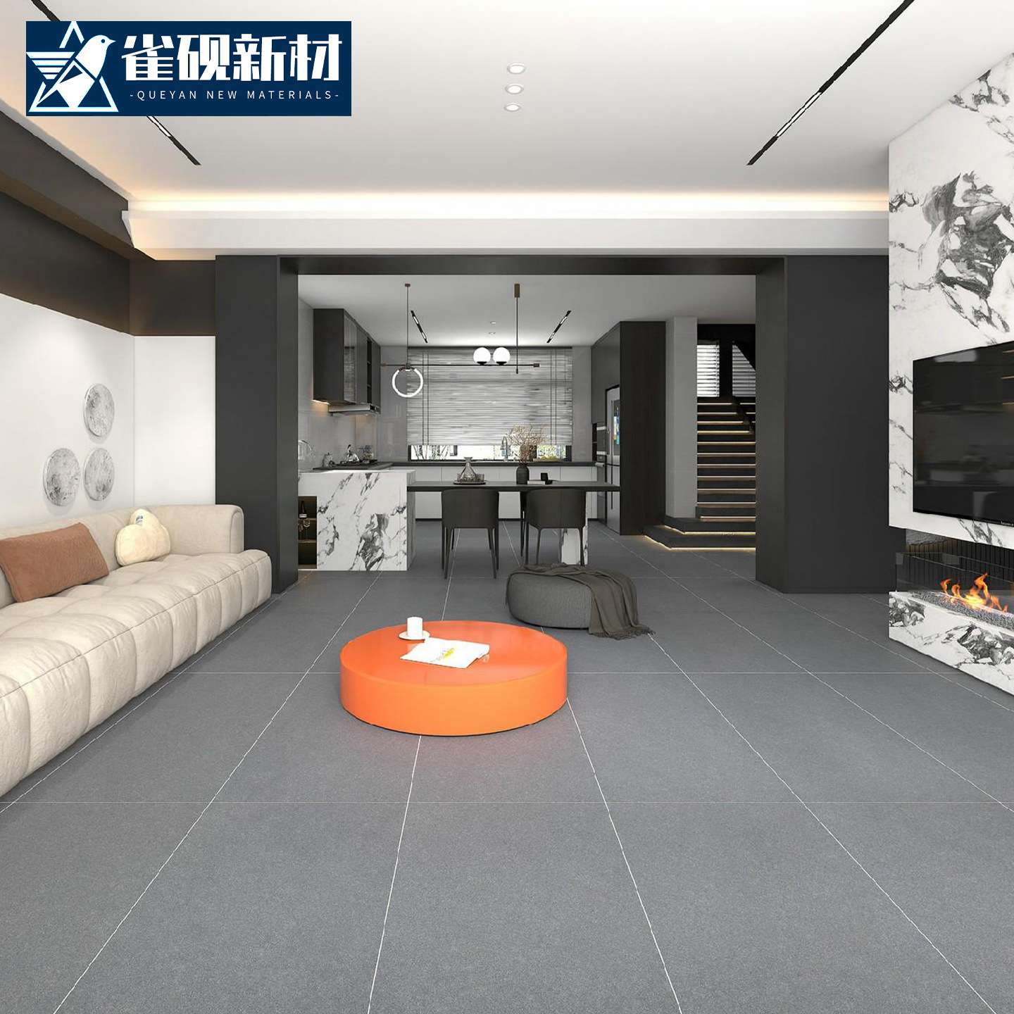防滑釉闪粉工艺复古砖600x1200客厅防滑地砖灰色地板砖哑光瓷砖
