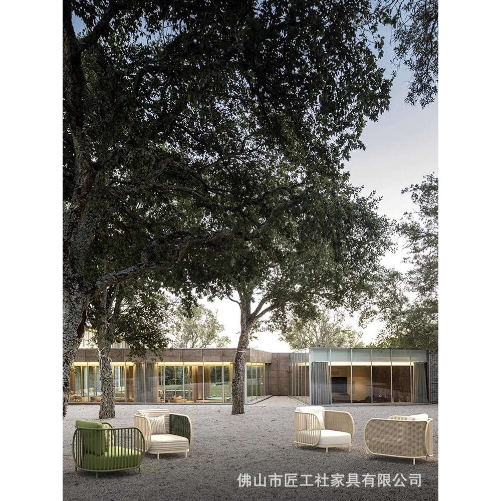 户外庭院沙发编藤椅子单人编绳露台室外阳台椅别墅名宿家具茶几