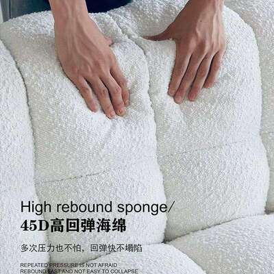 奶油风网红简约2023流行新款直排棉花糖客厅布艺泡芙沙发现代极简