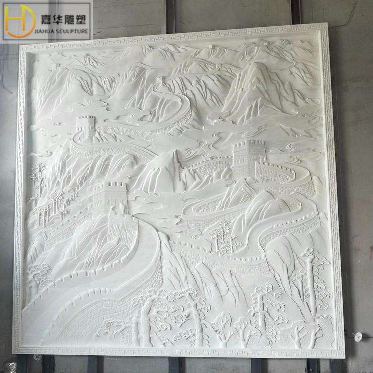 石浮雕山水花草植物中式雕塑校园广场大理石汉白玉地面砂岩浮雕