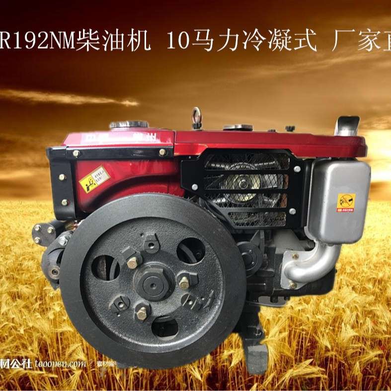 厂家直供船用农用单杠水冷电启动直喷192N柴油机10马力冷凝式风扇