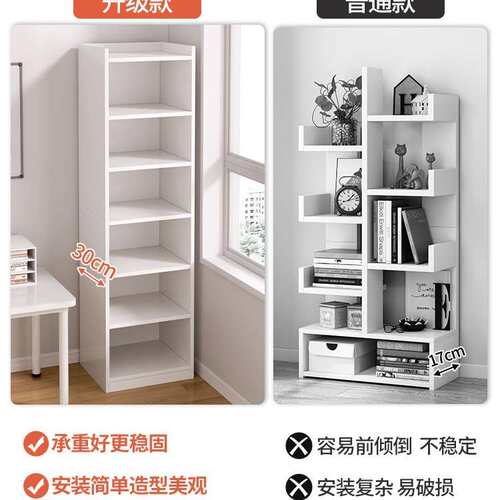 书架置物架落地简易家用多层客厅储物柜子窄缝小书柜靠墙边角收纳