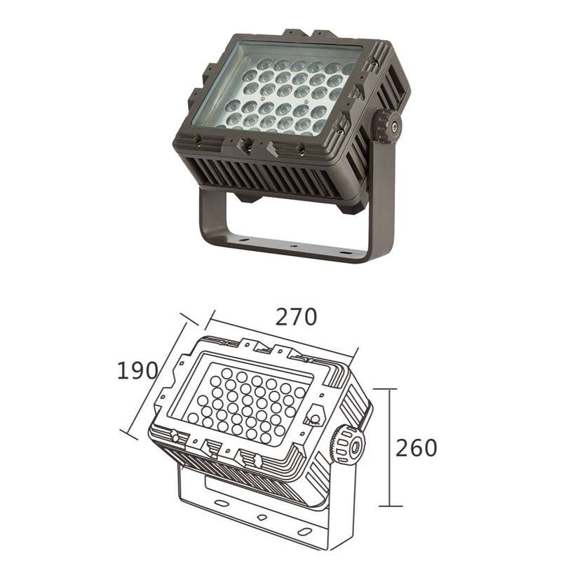 LED72W96W方形投光灯高光效RGBL全彩DMX山体公园楼宇园林古迹文旅