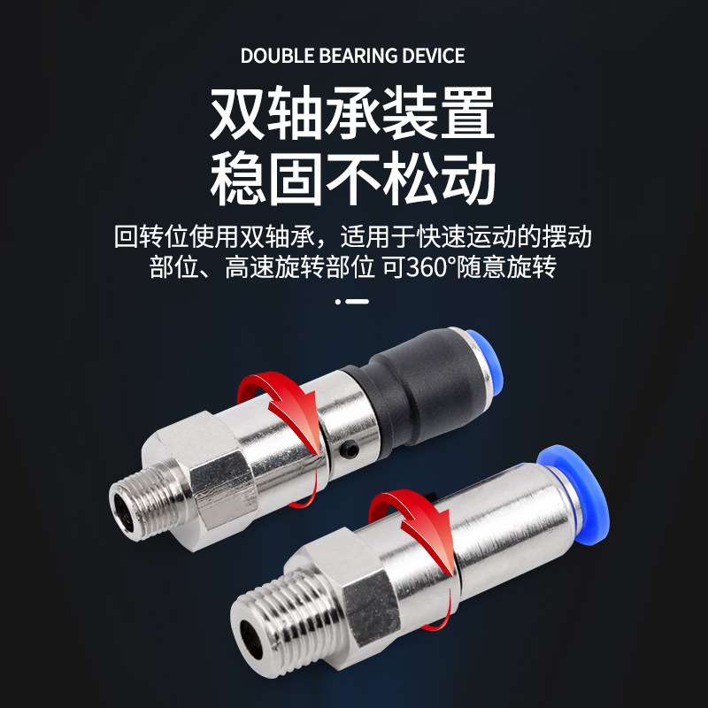 SNS神驰气动NHRC系列旋转接头360度低速万向气缸插头螺纹直通接头