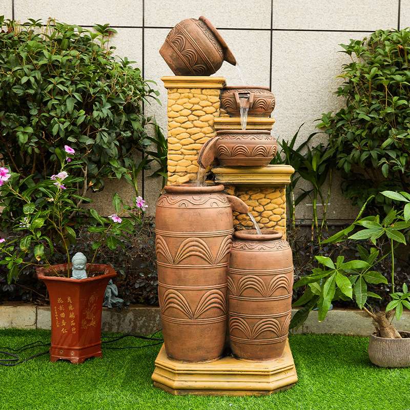 户外流水喷泉生财摆件陶罐阳台庭院花园落地循环水池景观家居装饰