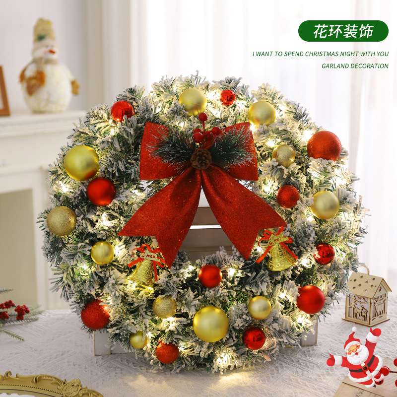 跨境圣诞节花环圣诞装饰品挂件仿真圣诞花环圣诞节日装饰摆件门挂