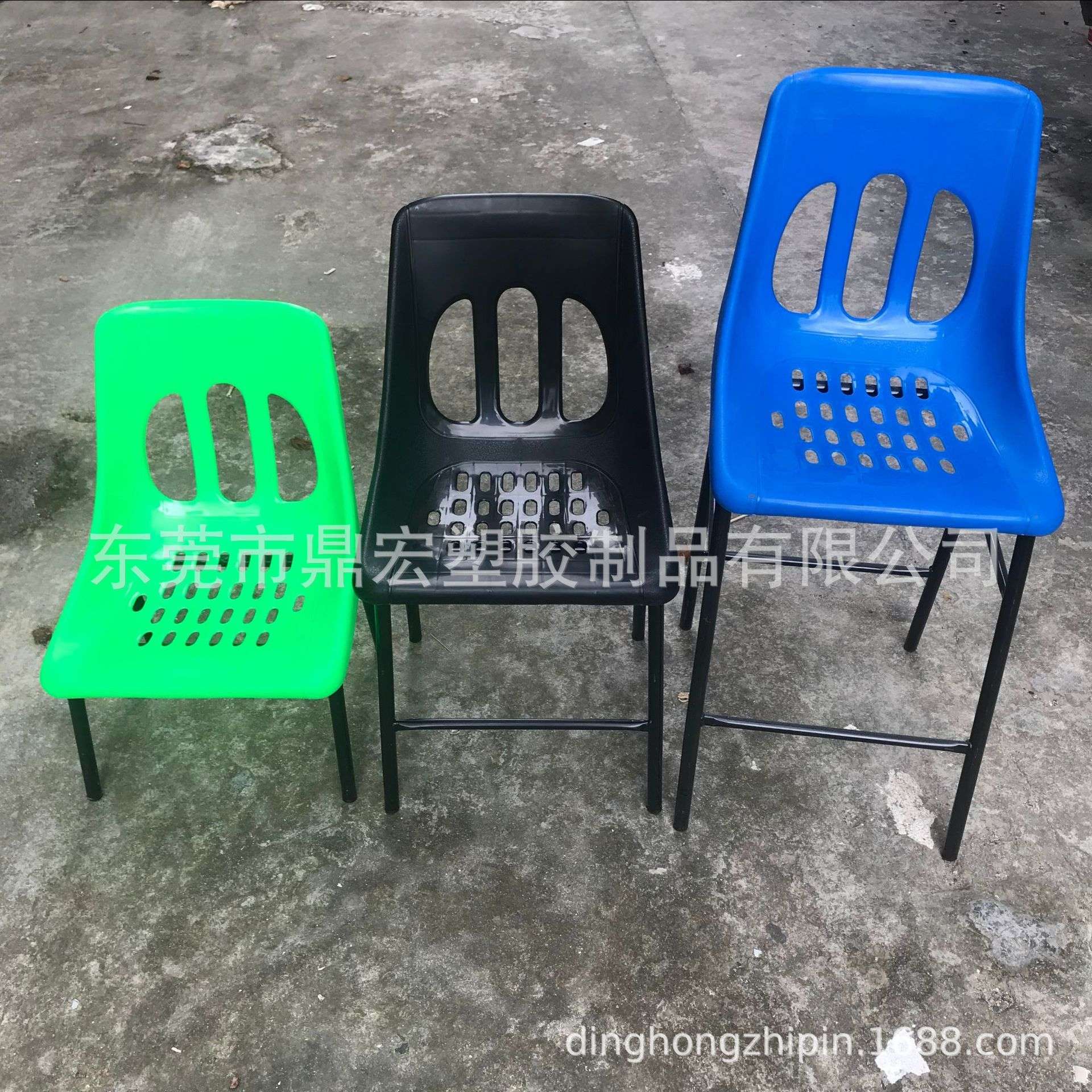 加固铁脚靠背椅塑料防静电铁脚椅车间流水线员工钢塑椅塑胶凳