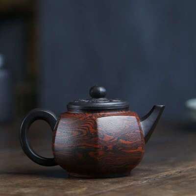宜兴全手工紫砂壶陈腐紫泥六方茶壶 绞泥博浪壶网店一件代发货