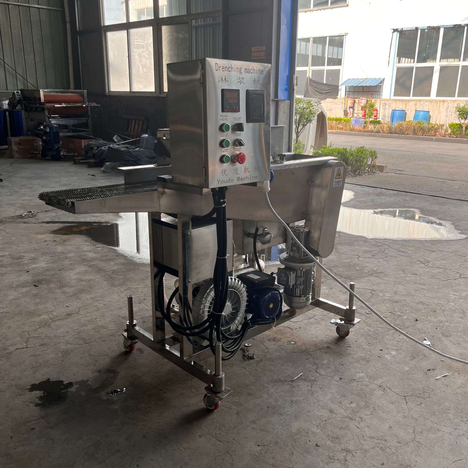 溜肉段鱼排全自动上浆机 全自动鸡排鱼排肉排浓浆淋浆浸浆机厂家