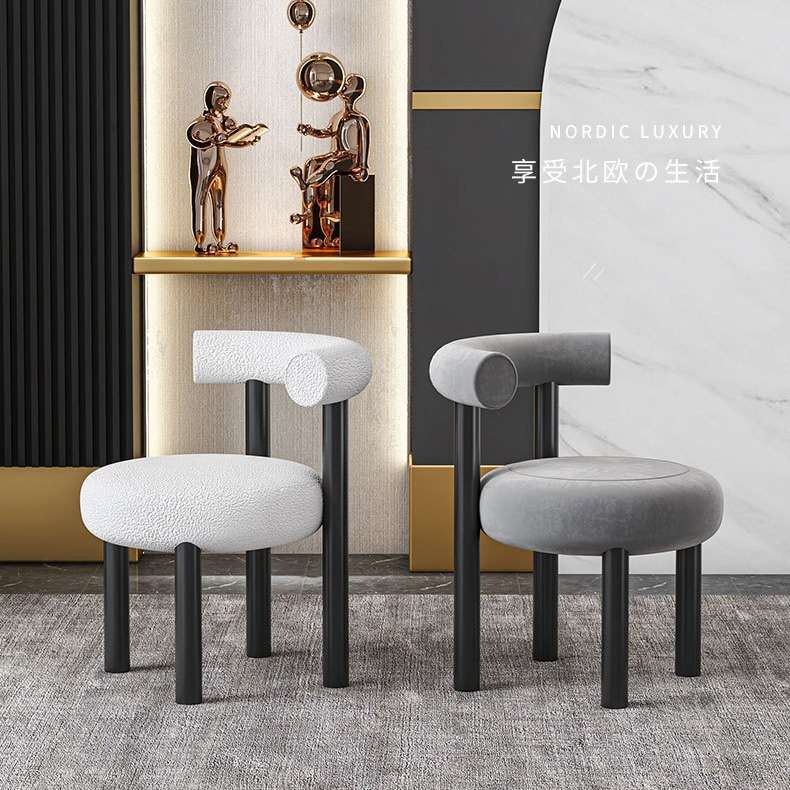 北欧现代轻奢餐椅家用餐厅奶茶店个性设计简约异型靠背化妆休闲椅