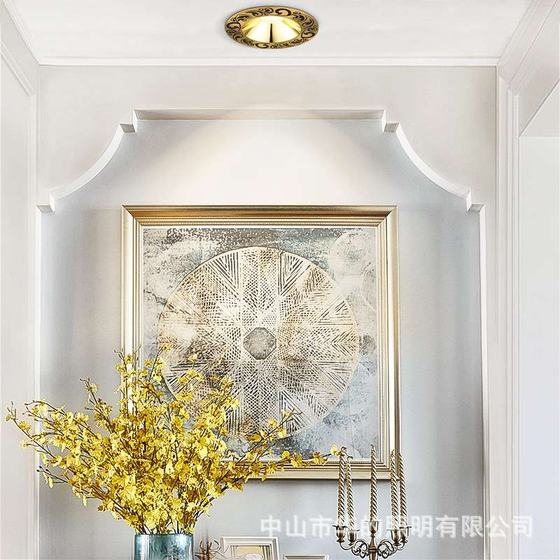 无主灯嵌入式筒灯家用led防眩客厅卧室天花灯美式全铜吊顶射灯