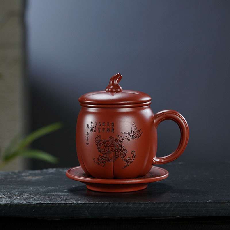 高端紫砂杯盖杯内胆过滤茶水泡茶杯子茶具南瓜盖杯新款主人杯男士