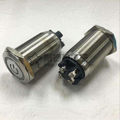 22mm不锈钢防水LED带灯自锁电源标按钮开关 大电流10A按钮