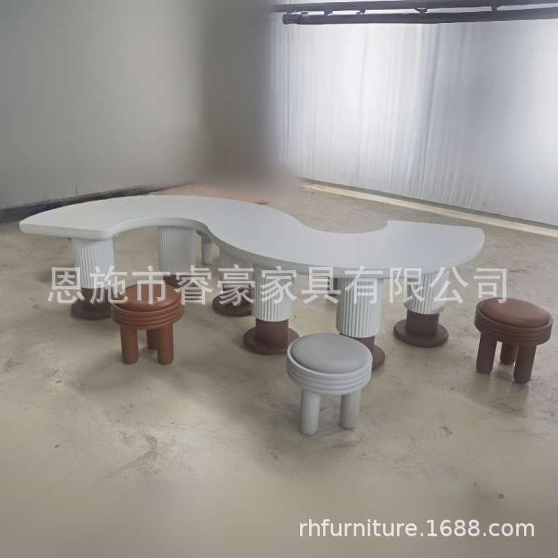 ZDH新款S造型儿童手工桌活动中心架空层桌椅组合款美术写字休闲桌