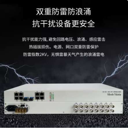 vbobtdata电信级双光口保护8E1+千兆网络光端机+百兆网络光端机