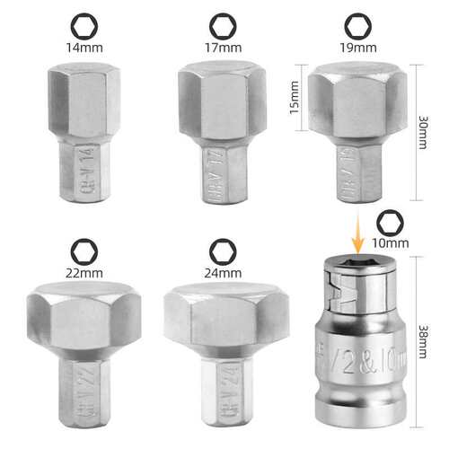 6pc内六角旋具套筒电动扳手专用内六角1/2套筒大号批头 H19-22-24
