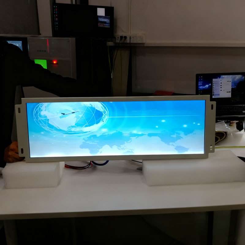 HUHE 38寸壁挂广告机 LCD条屏机场数字标牌单机/网络吊挂条屏
