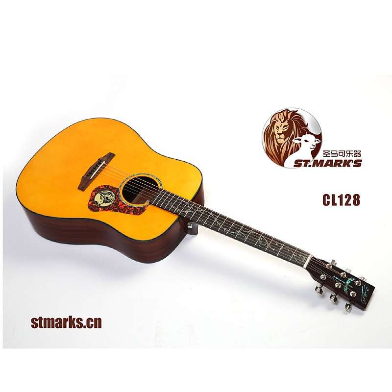 圣马可CL128/CL128C 吉他 云杉桃花芯 面单民谣吉他 木吉他