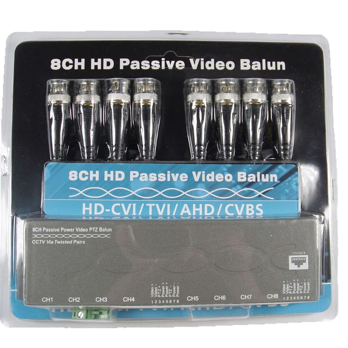 8路无源双绞线传输器带线 8CH UTP BALUN AHD/TVI/CVI/CVBS 视频