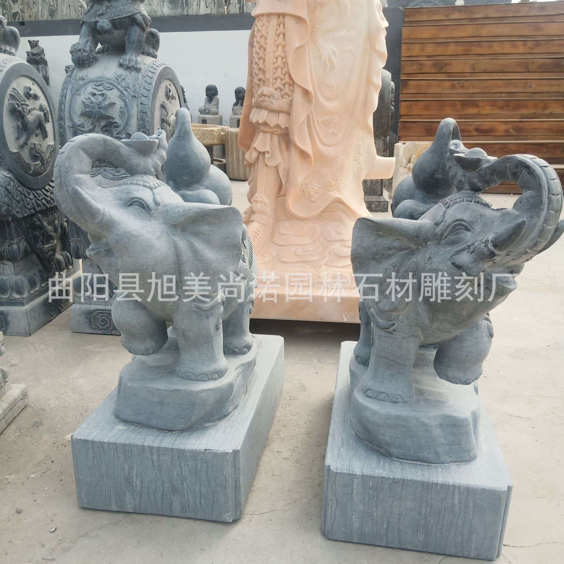 石雕大象 青石葫芦如意象 庭院公司大象动物摆件