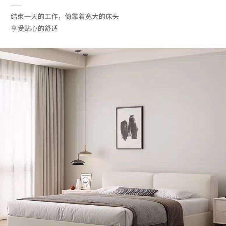 矮床头床棉麻布艺床双人床小户型婚床1.5米次卧床1.8米主卧白色