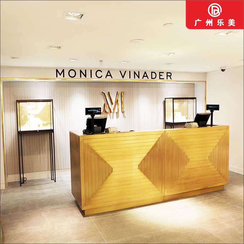 木质珠宝店收银台商场金店整店设计黄金珠宝收银台直角异形展示柜