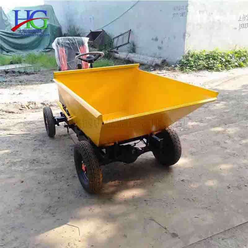 电动四轮工地拉灰翻斗车 前卸式混凝土水泥砂石运输车 手掀装载车
