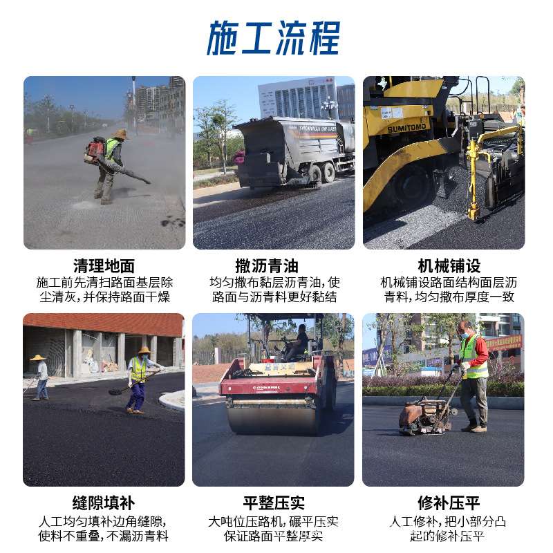 城市道路混凝土工程铺设面层摊铺施工队高速公路黑色沥青路面施工